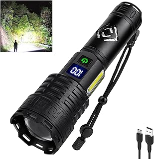 LED Rechargeable Flashlights High Lumens, 250000 Lumens Brightest Flashlight, 8 Modes Flash Light, Bright Tactical Flashlights, IPX7 Waterproof Flashlights for Home Emergencies Camping