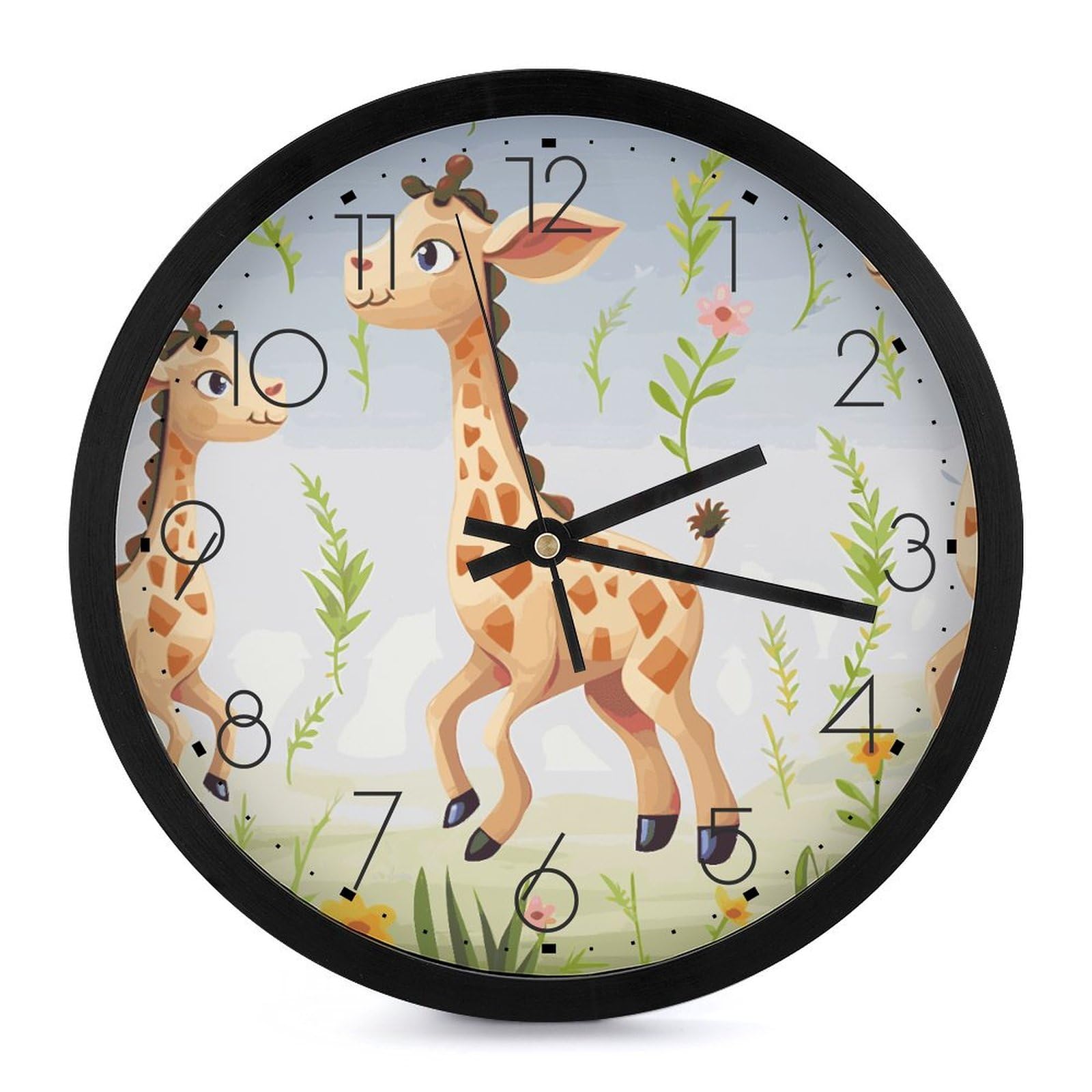 Horloge murale ronde girafe pour décorer le salon et la cuisine familiale