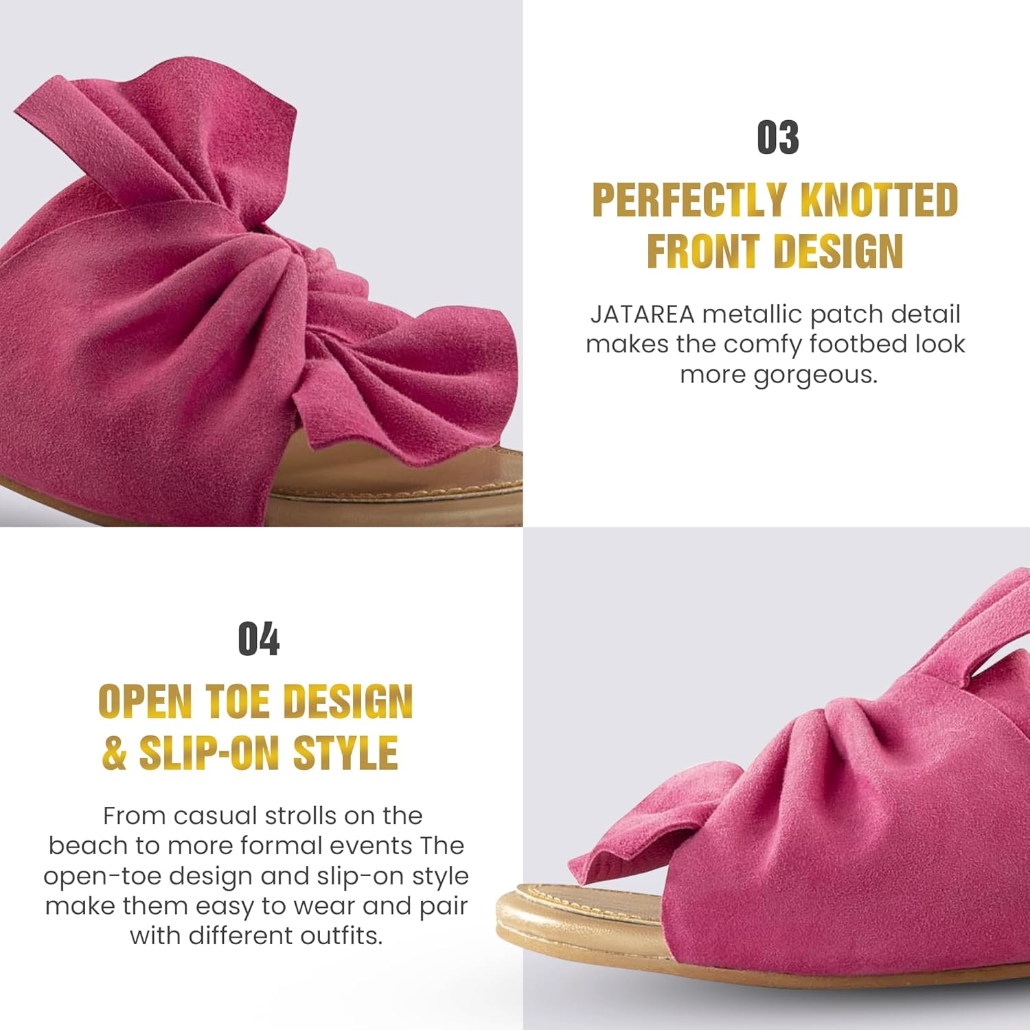 JATAREA Women’s Slip-On Leather Flat Sandals with Round Open Toe | Classic and Trendy Slippers - Image 6