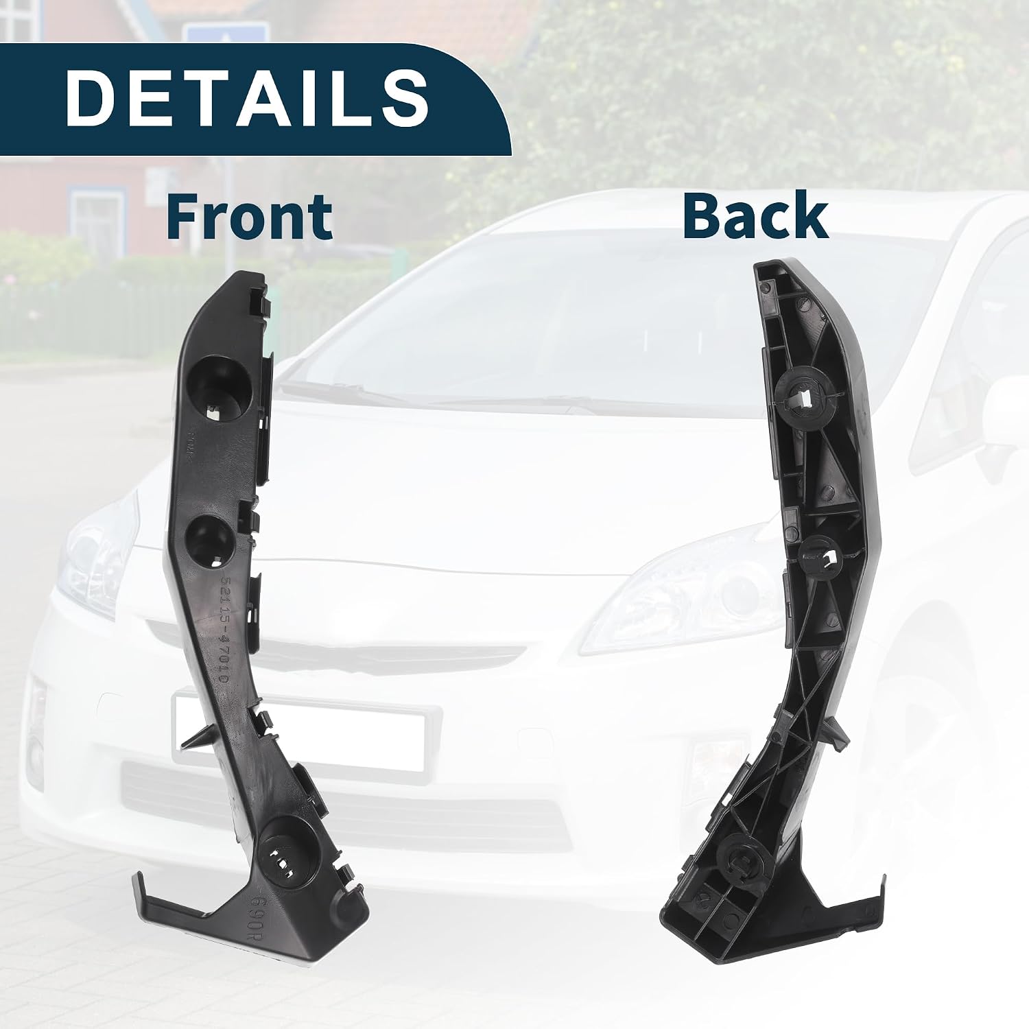 Bumper Support Bracket for Toyota Prius 2004-2009 Durable No.5211547010 | Right Side Front Bumper Retainer Bracket Hold Mount Black 1 Pc
