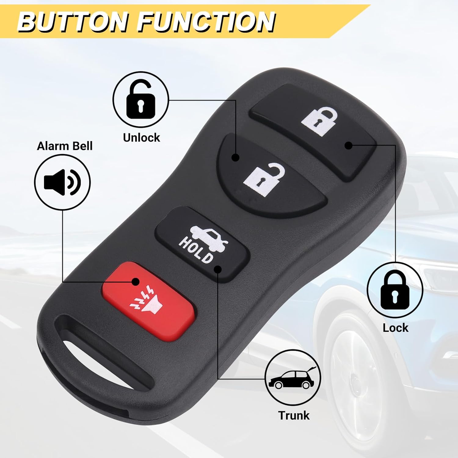 Vurkcy Key Fob Replacement for 2005-2015 Nissan Armada/ 07-17 Sentra/ 02-06 Altima Maxima/ 03-09 350Z/ 04-09 Quest/ 03-09 Infiniti FX35/ 08-11 EX35/ 03-08 FX45/ 03-06 G35/ 02-04 I35/ 04-07 QX56
