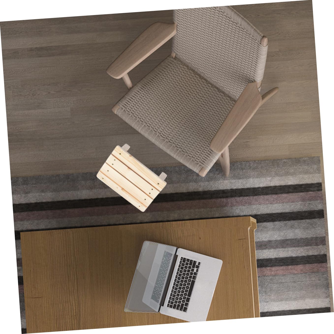 Sgabello Poggiapiedi in Legno Kaki per Ufficio e Casa | Pedana Inclinata, Comfort e Postura Migliorati, Adatta Sotto Scrivania