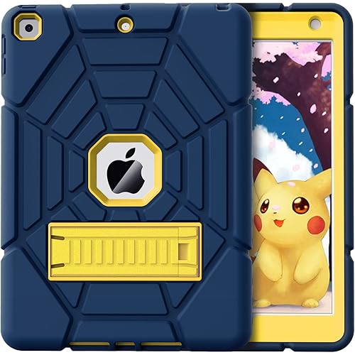 Grifobes Kids Case for iPad 9th Generation Case, iPad 8th/7th Generation Case 2021/2020/2019, Heavy Duty Shockproof Rugged Protective 10.2" Cover for iPad 9 8 7 Gen for Kids Boys (Navyblue+Gold)