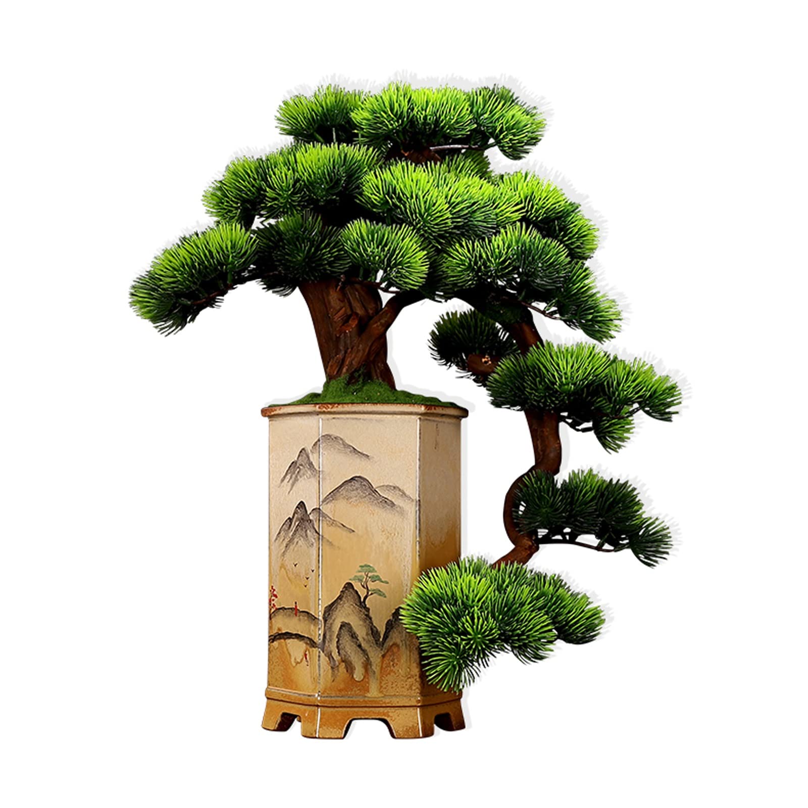WOTZOV Simulation Tree 22-Inch Fake Bonsai Tree Potted, Artificial Bonsai Tree With Loess Ceramic Pot, Home And Office Decor, Table, Desk Artificial Bonsai Tree