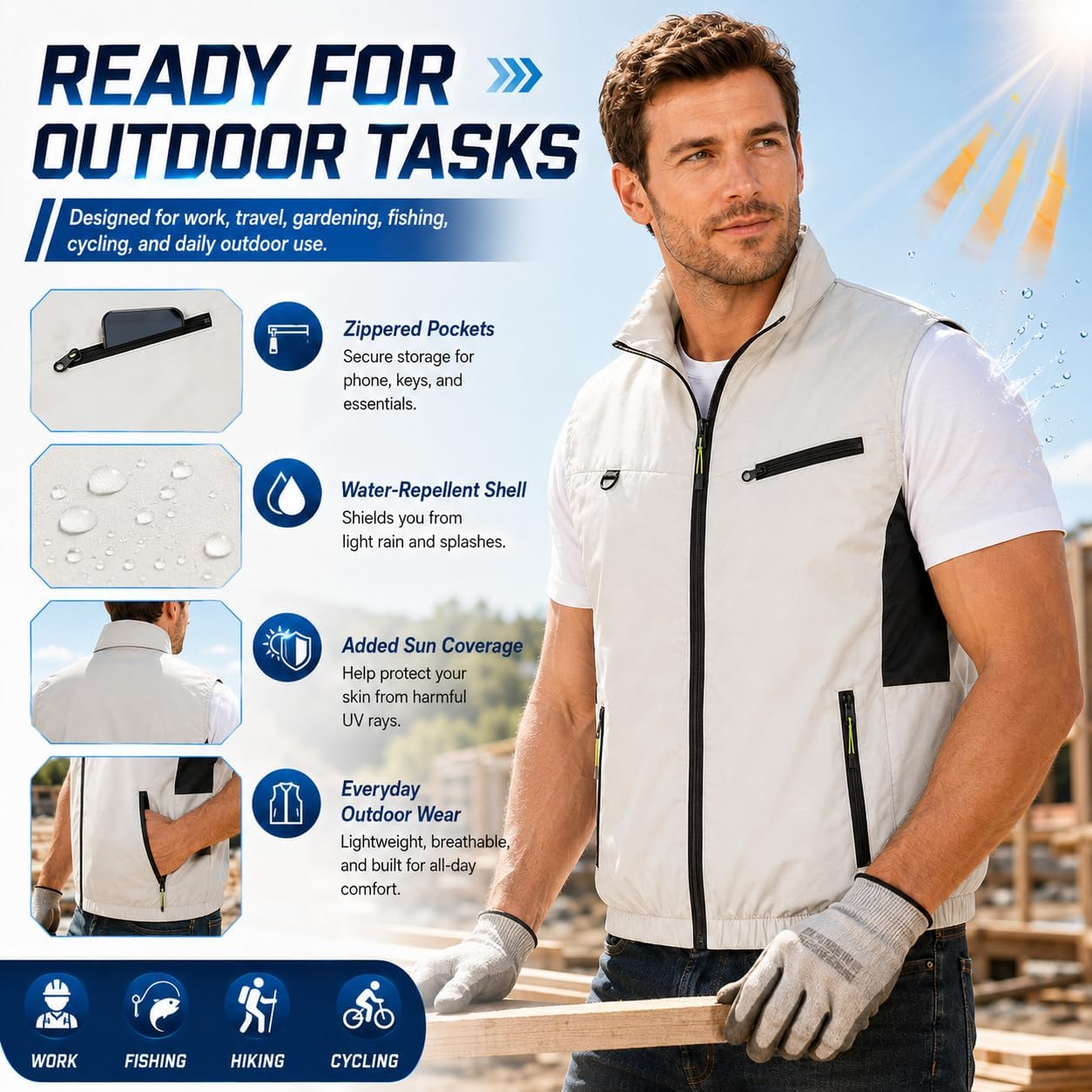 Japanese Air Conditioned Jacket - Japanese Fan Jackets for Men, Cooling Jacket Vest with Fan