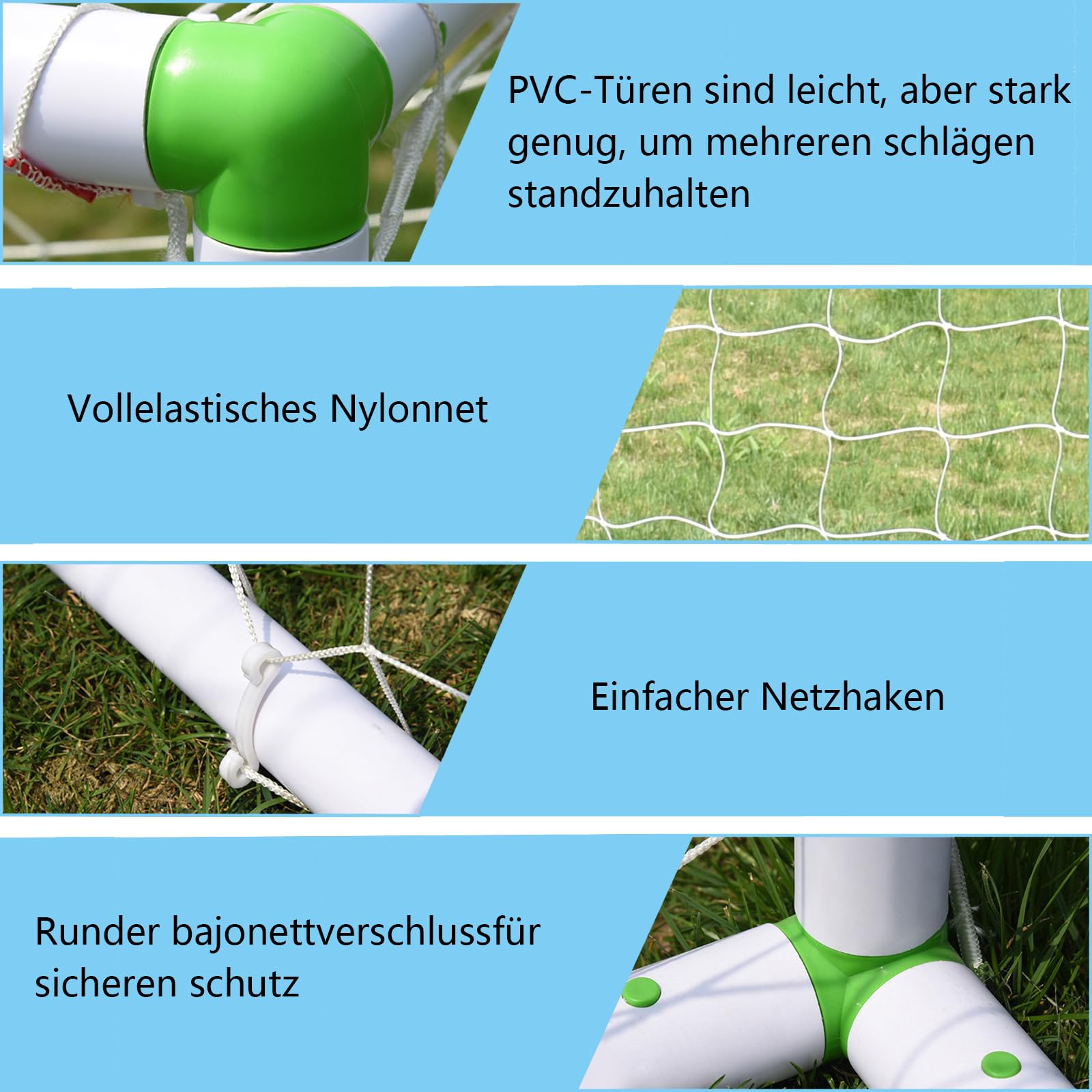 PVC Fußballtor 180x120x80cm - Fußballtore mit Netz Geeignet für Garten, Strand und Park, Trainings Fußballnetz, Fußball Tor Torwand Ideales Tor für Kinder und Erwachsene