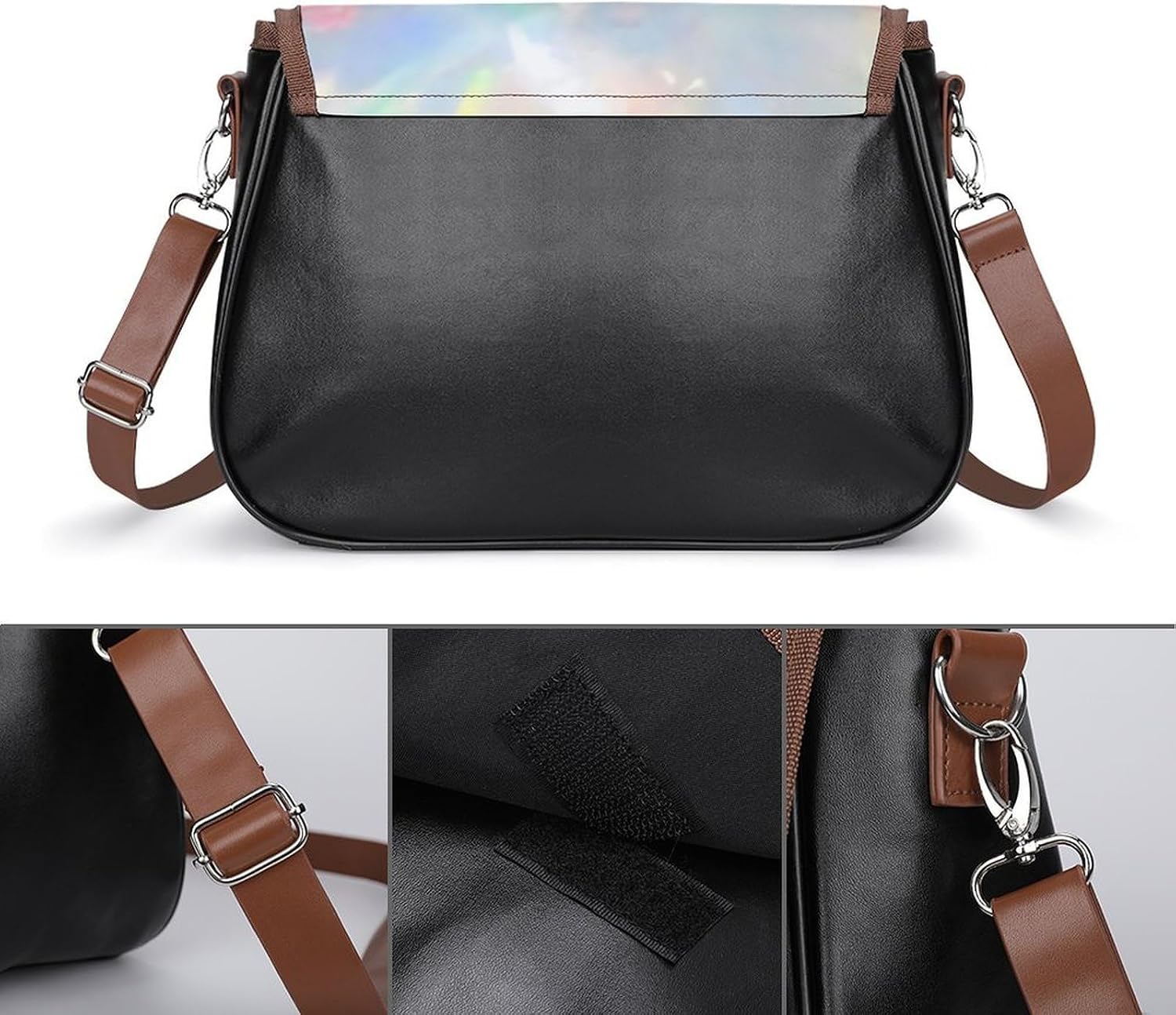 Opal Gemstone TextureWomen's Faux Leather Crossbody Bag, Waterproof Wrinkle-Resistant Shoulder Bag with Detachable Strap, Large Capacity Casual Handbag, Fashion Daily Purse for Shopping Work Dating, I