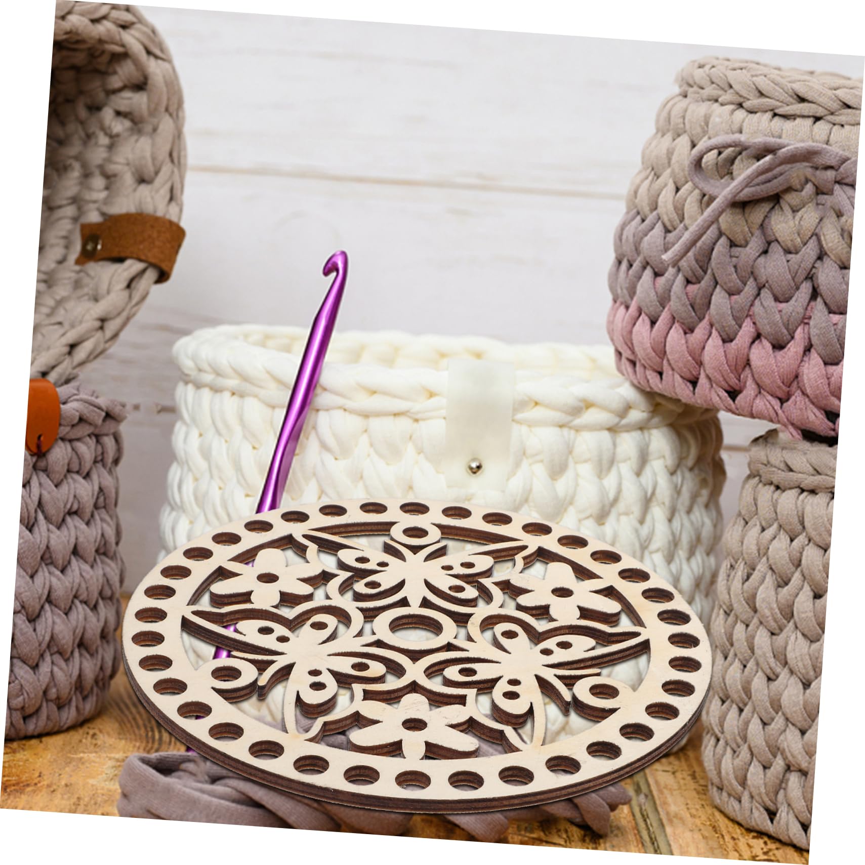 Angoily Natural Wooden Basket Bottom 2 Pcs Crochet Basket Bases for DIY Purse Bottoms