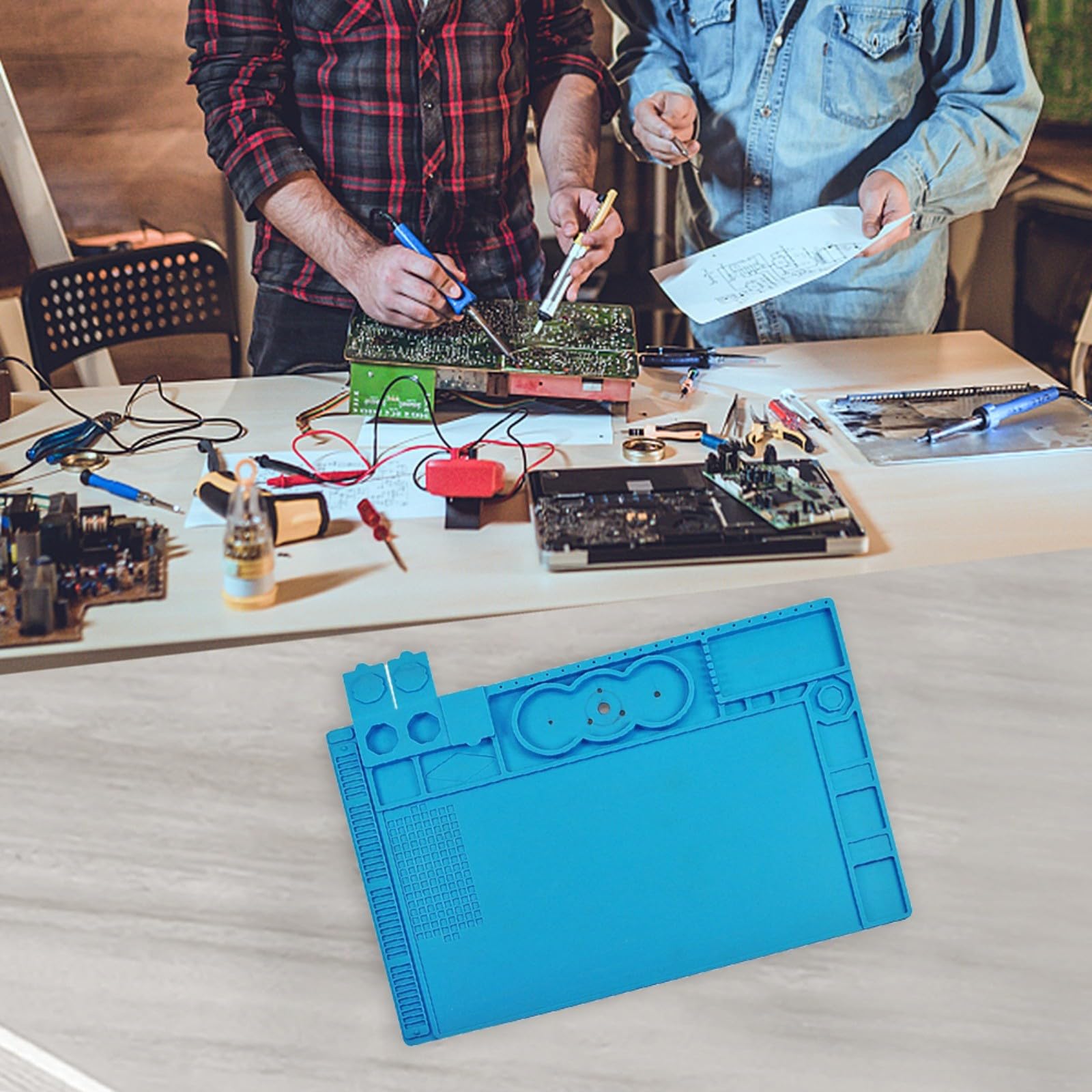 Lötmatte Silikon Hitzebeständig 48x32cm,Rutschfeste Reparaturunterlage für Elektronik