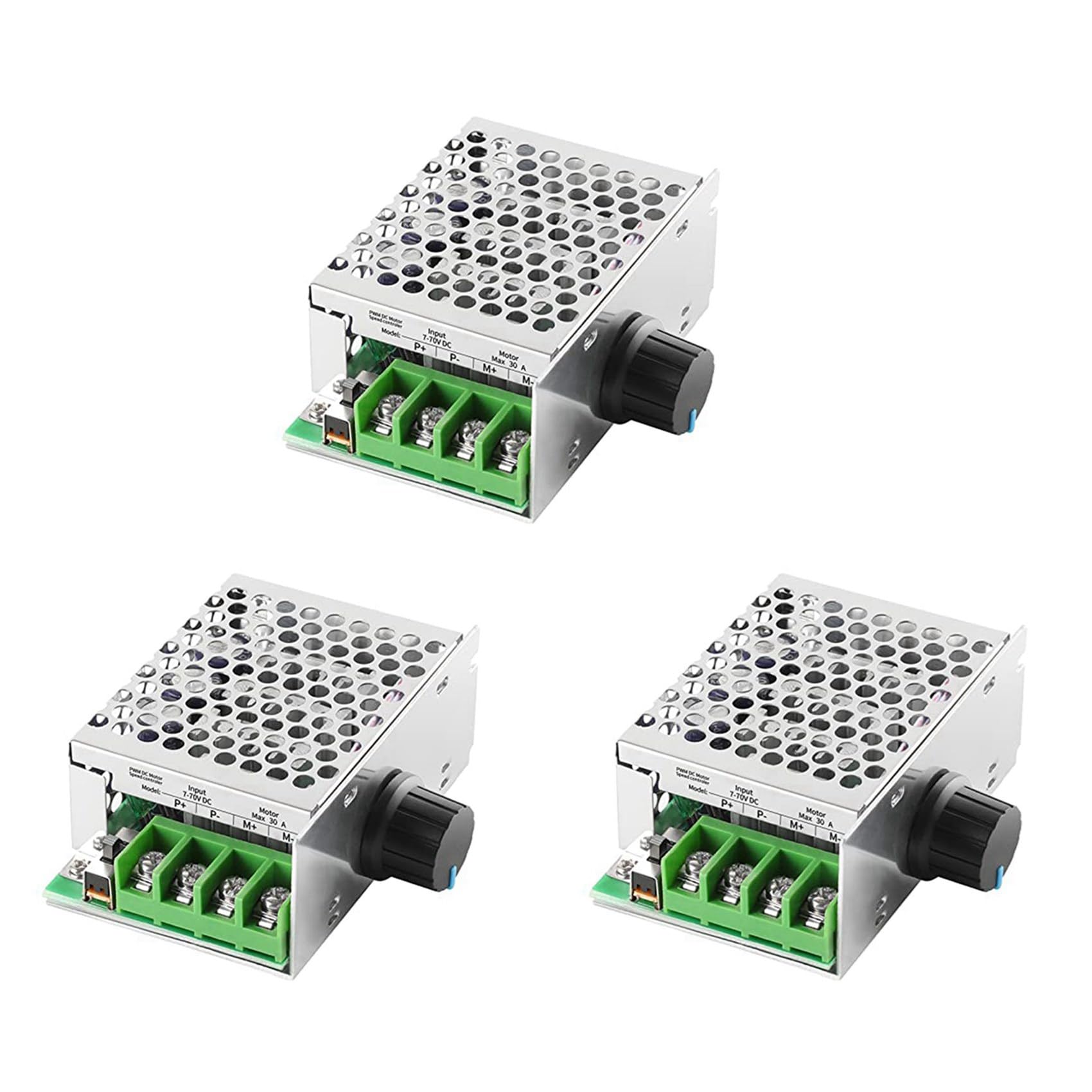 Jnchdghwa Black&Green 3X Dc Motor Speed Controller Pwm Controller, 7-70V 30A Adjustable Pwm Motor Speed Regulator 12V 24V 36V 48V