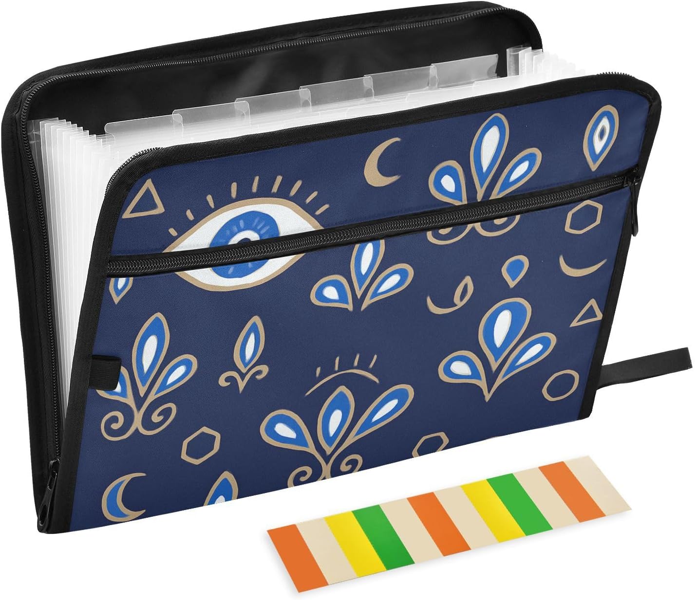 Mushroom Botanical Dragonflies Butterflies Expanding File Folder with Sticky Labels, 13 Pockets Accordion File Folder Document Organizer Expandable Zip File Folder with Zipper Closure
