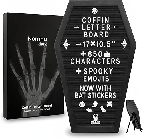 Nomnu Coffin Letter Board Black +3D Bat Stickers +650 Characters,