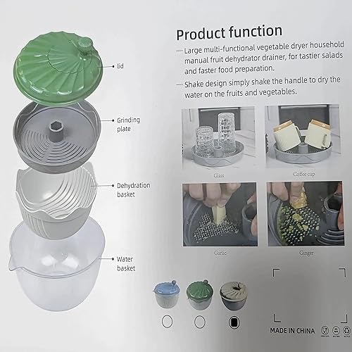 Miniatura 3 de Hilador de ensalada, lavadora de verduras, colador giratorio de frutas, multiuso, molinillo de lechuga, fácil de limpiar con drenaje, cuenco,