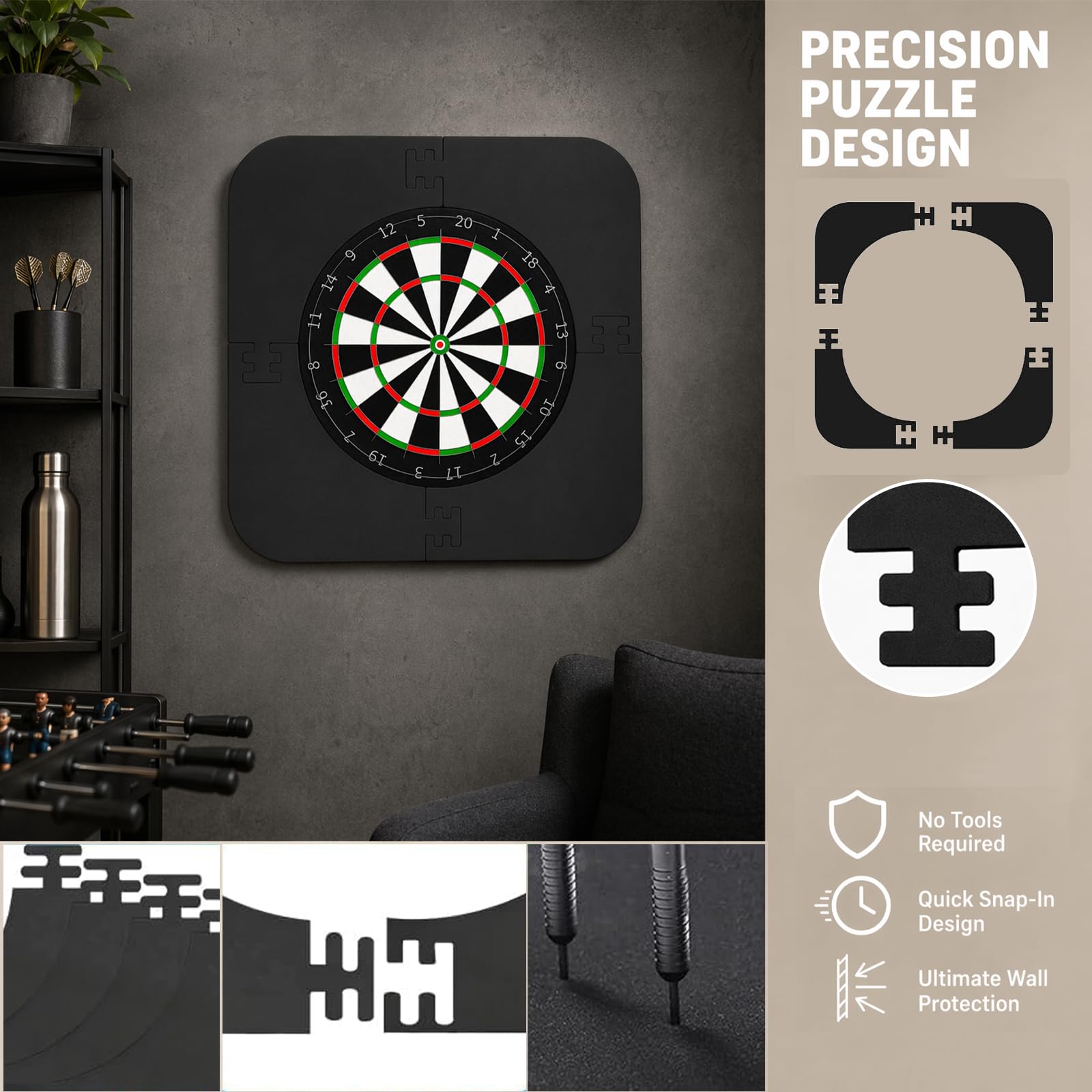 Dartscheibe Schutzring, Wandschutz für Dartboard, Eva Dartscheibe Umrandung, Surround Auffangring Dart Backboard für 18-Zoll Dartscheibe