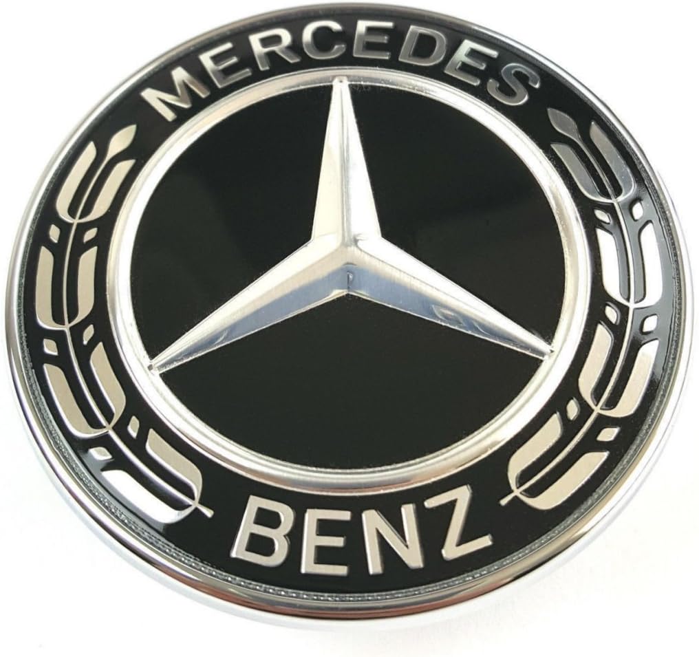 Amazon Mercedes Benz メルセデス ベンツ ローレルリース ボンネット エンブレム ブラック A A エンブレム 車 バイク