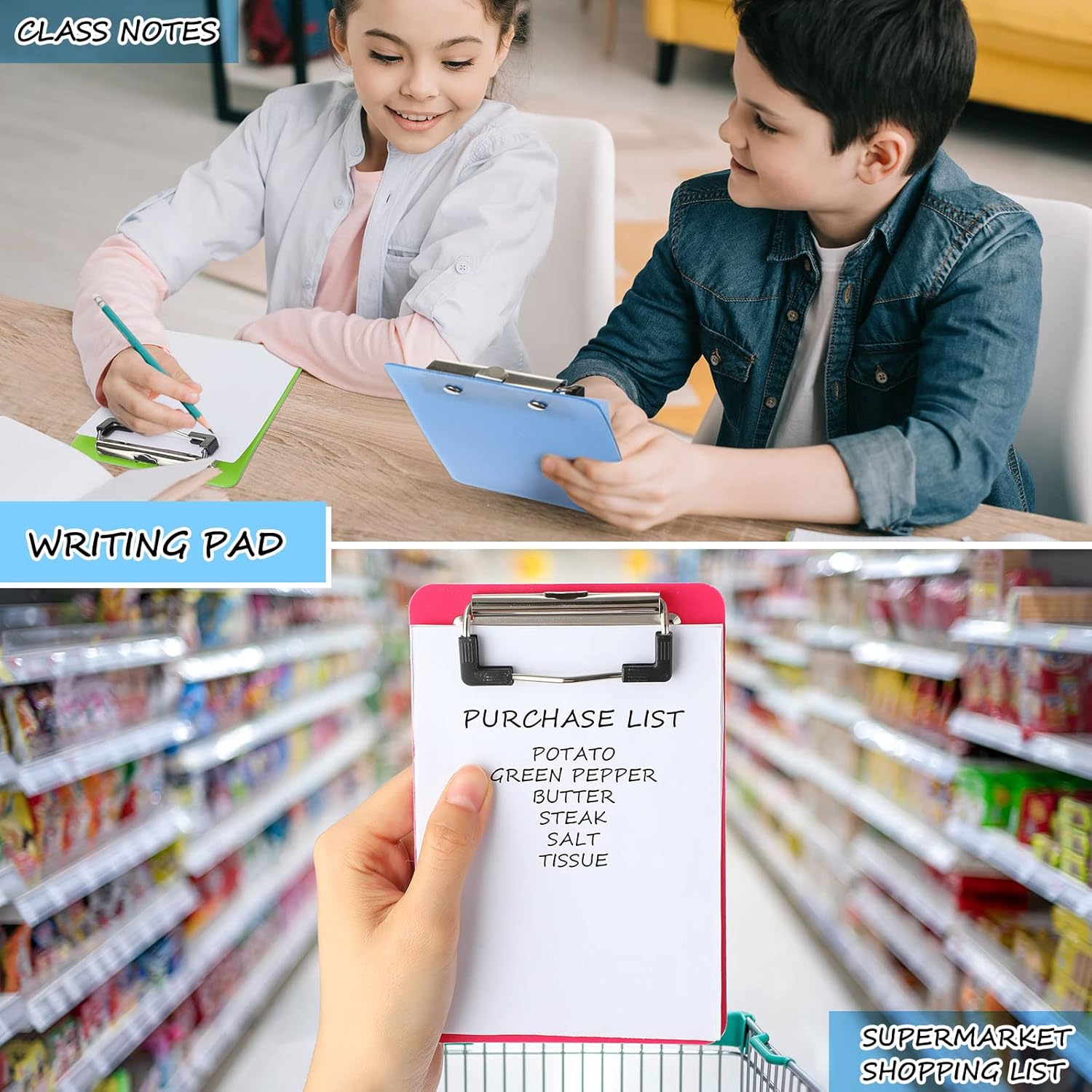 60 Pack Bulk Mini Clipboards 4 x 6 Inch Memo Small Clipboards Colorful Plastic Check Presenters for Restaurants Pocket Small Notepads Receipts Tickets for Office Cafe Shopping List