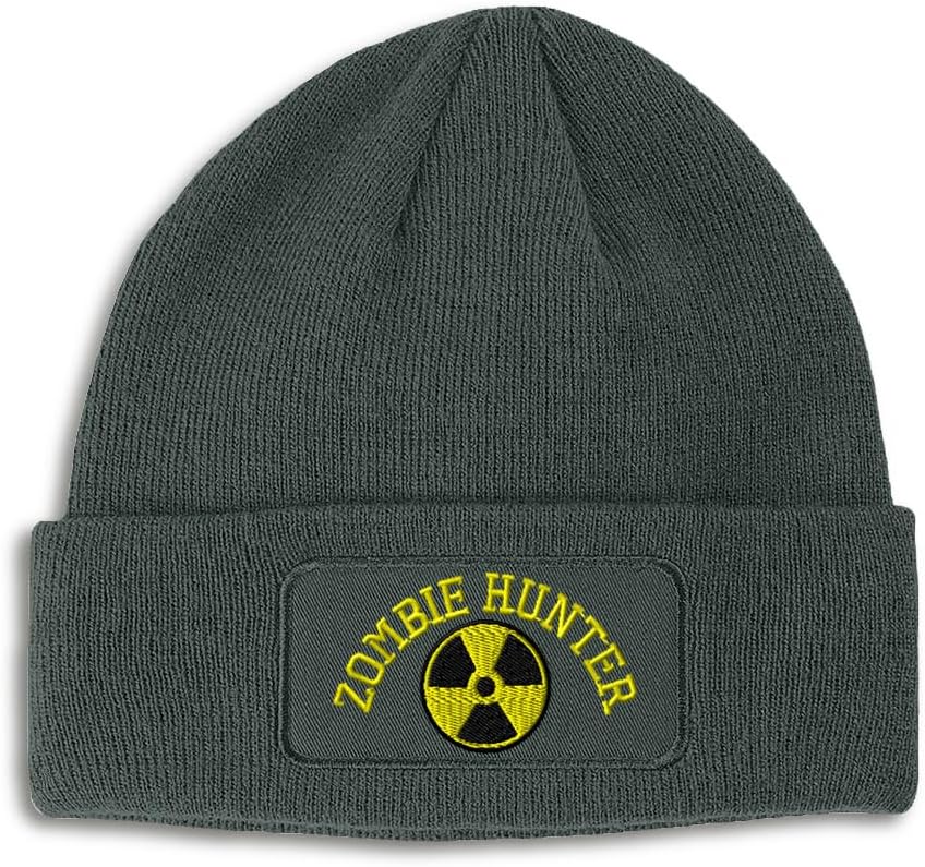 Custom Patch Beanie Zombie Hunter Radiation Embroidery Skull Cap Hats for Men & Women Winter Hats One Size