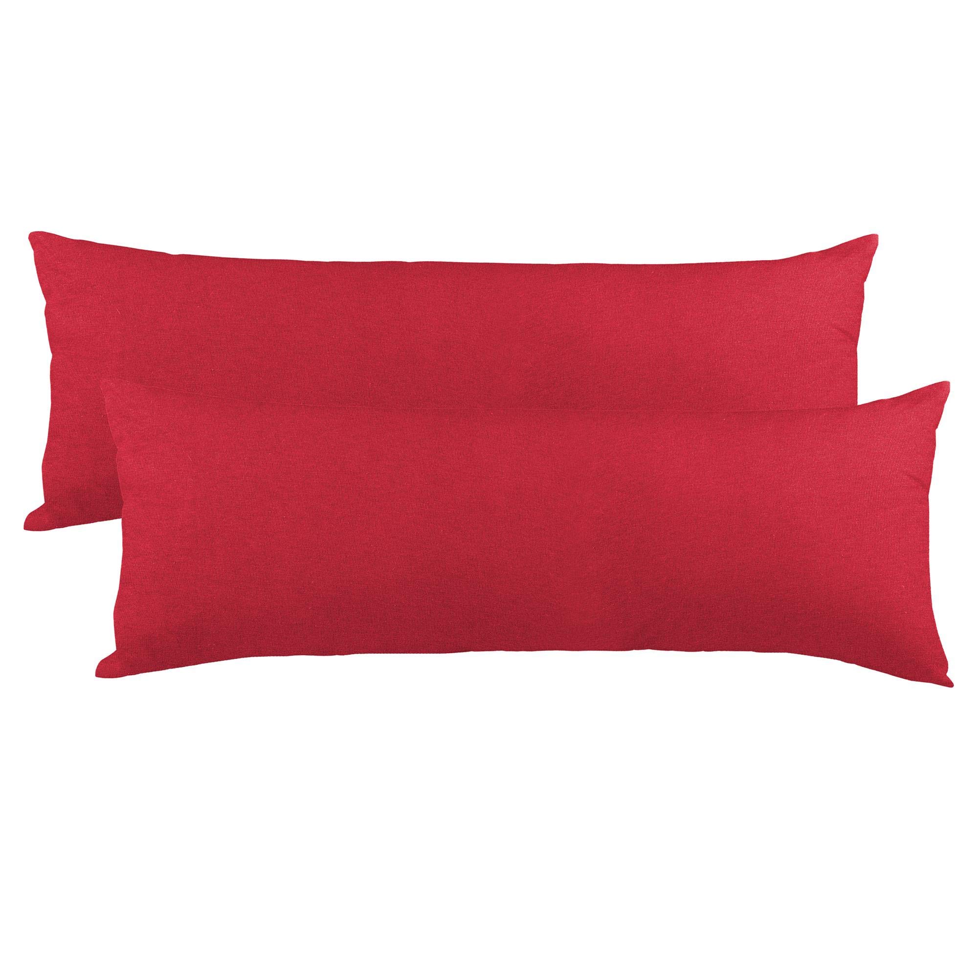 CelinaTex BeNature Kissenbezug Doppelpack 40 x 145 cm Rubin rot Baumwolle Seitenschläferkissen Bezug Jersey