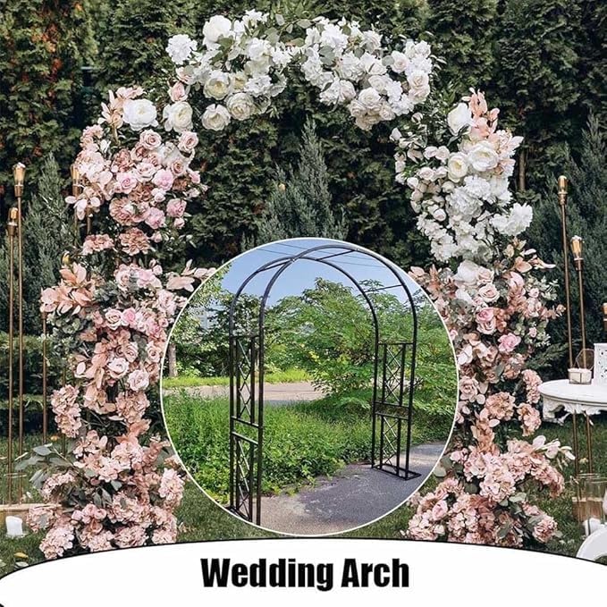 Arche de jardin réglable en métal lourd pour treillis durable noir - 4