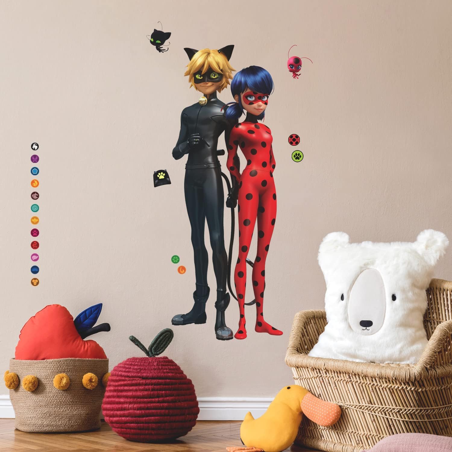 RoomMates Miraculous: Tales of Ladybug and Cat Noir Giant Peel & Stick Wall Decals, RMK5332GM