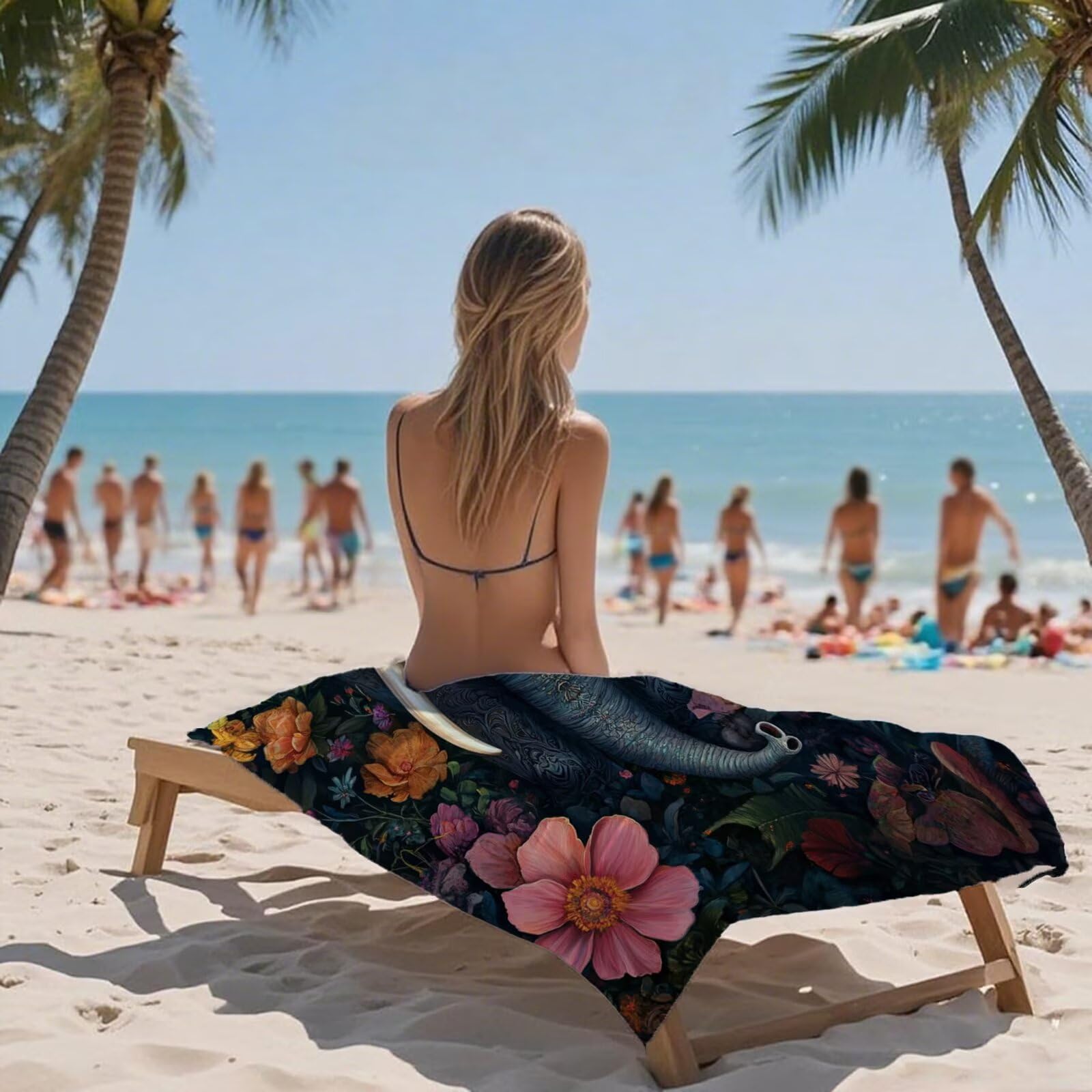 Ręcznik plażowy słoń ręczniki plażowe dla dorosłych 90 x 200 cm ręcznik z mikrofibry zwierzęcy ręcznik kąpielowy bez piasku, chłonny szybkoschnący lekkie akcesoria plażowe do pływania, wakacji, jogi