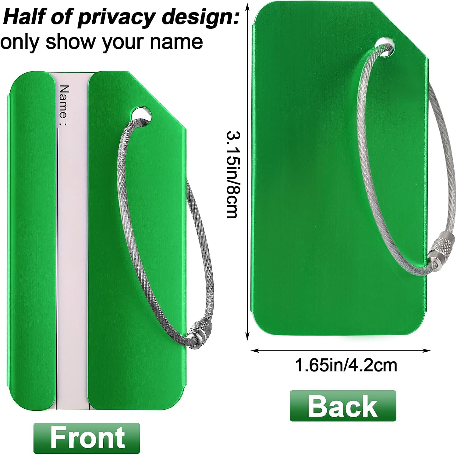 Weewooday 12 Pcs Metal Luggage Tags, Green image 3