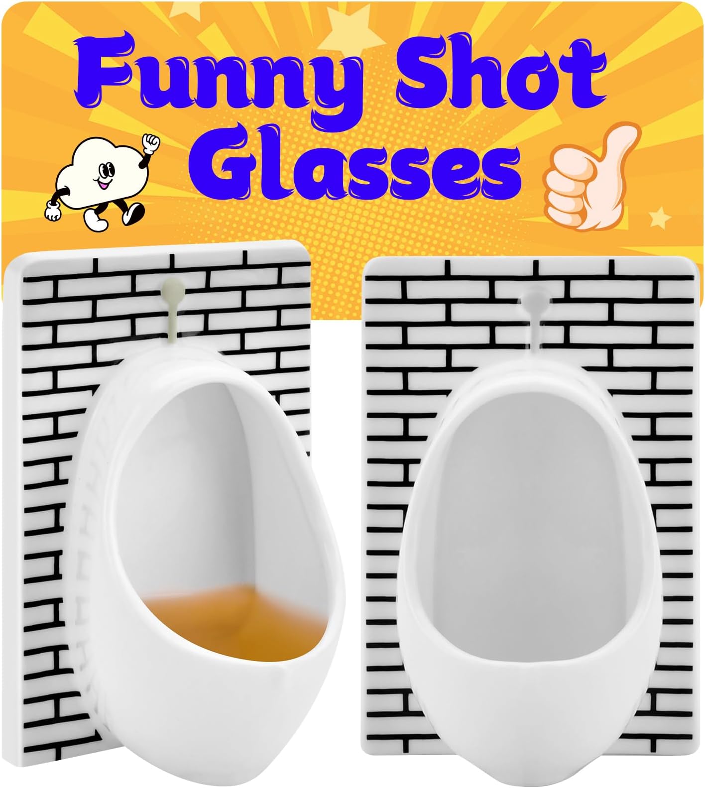 KUCHEY White Elephant Gifts for Adults: Urinal Shot Glasses Set of 2 Odd Funny Gag Gifts for Men Women Christmas Stocking Stuffers Party
