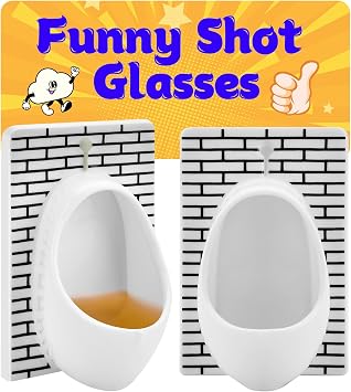 KUCHEY White Elephant Gifts for Adults Urinal Shot Glasses Set of 2 Odd Funny Gag Gifts for Men Women Christmas Stocking Stuffers Party