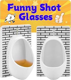 White Elephant Gifts for Adults: Urinal Shot Glasses Set of 2 Odd Funny Gag Gifts for Men Women Christmas Stocking Stuffers Party