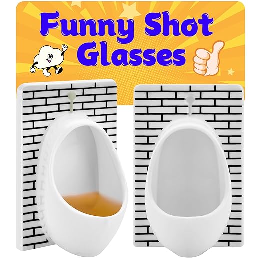 KUCHEY Urinal Shot Glasses Set of 2 White Elephant Gifts for Adults Odd Funny Gifts Gag Gifts for Men Women Christmas Stocking Stuffers Party