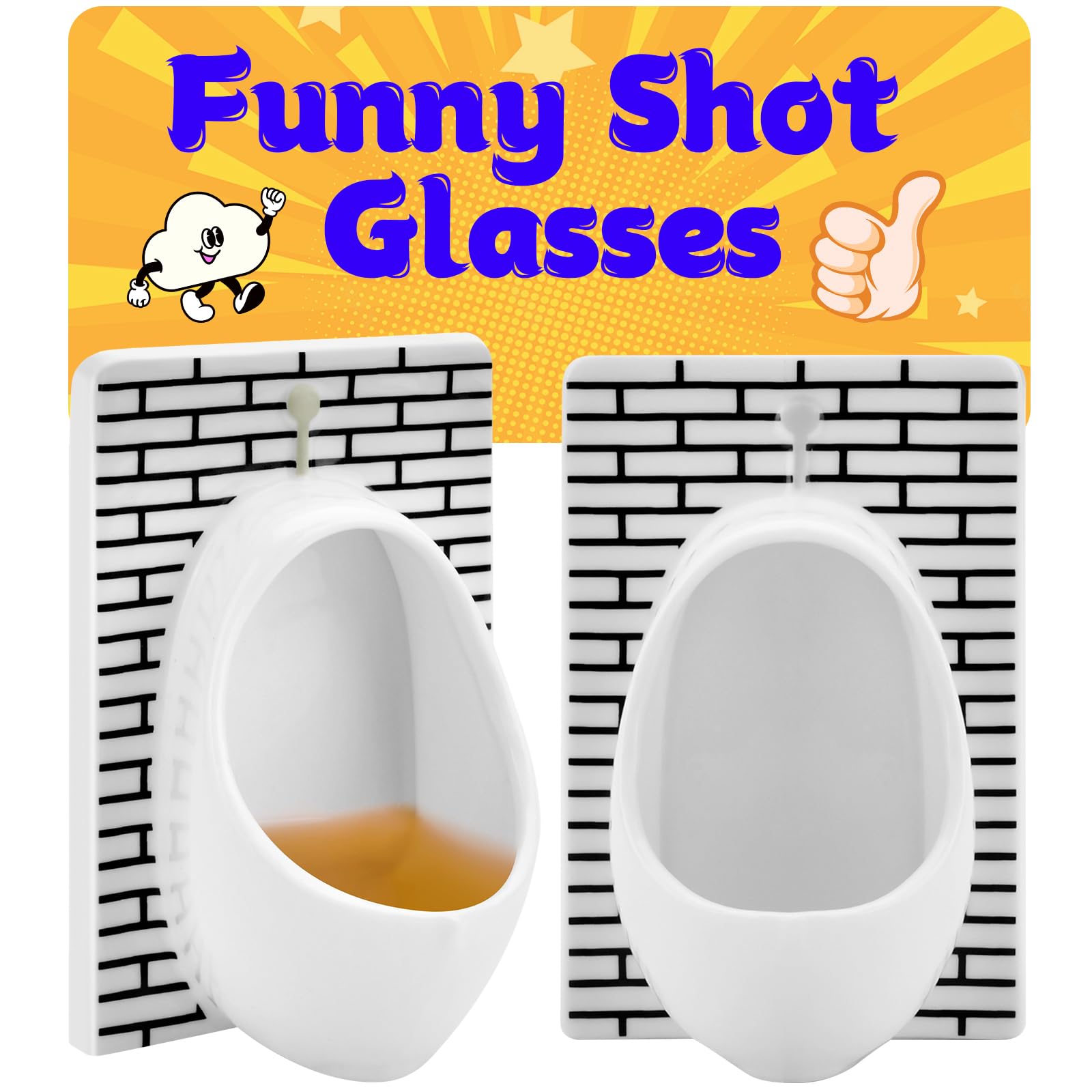 KUCHEY White Elephant Gifts for Adults: Urinal Shot Glasses Set of 2 Odd Funny Gag Gifts for Men Women Christmas Stocking Stuffers Party