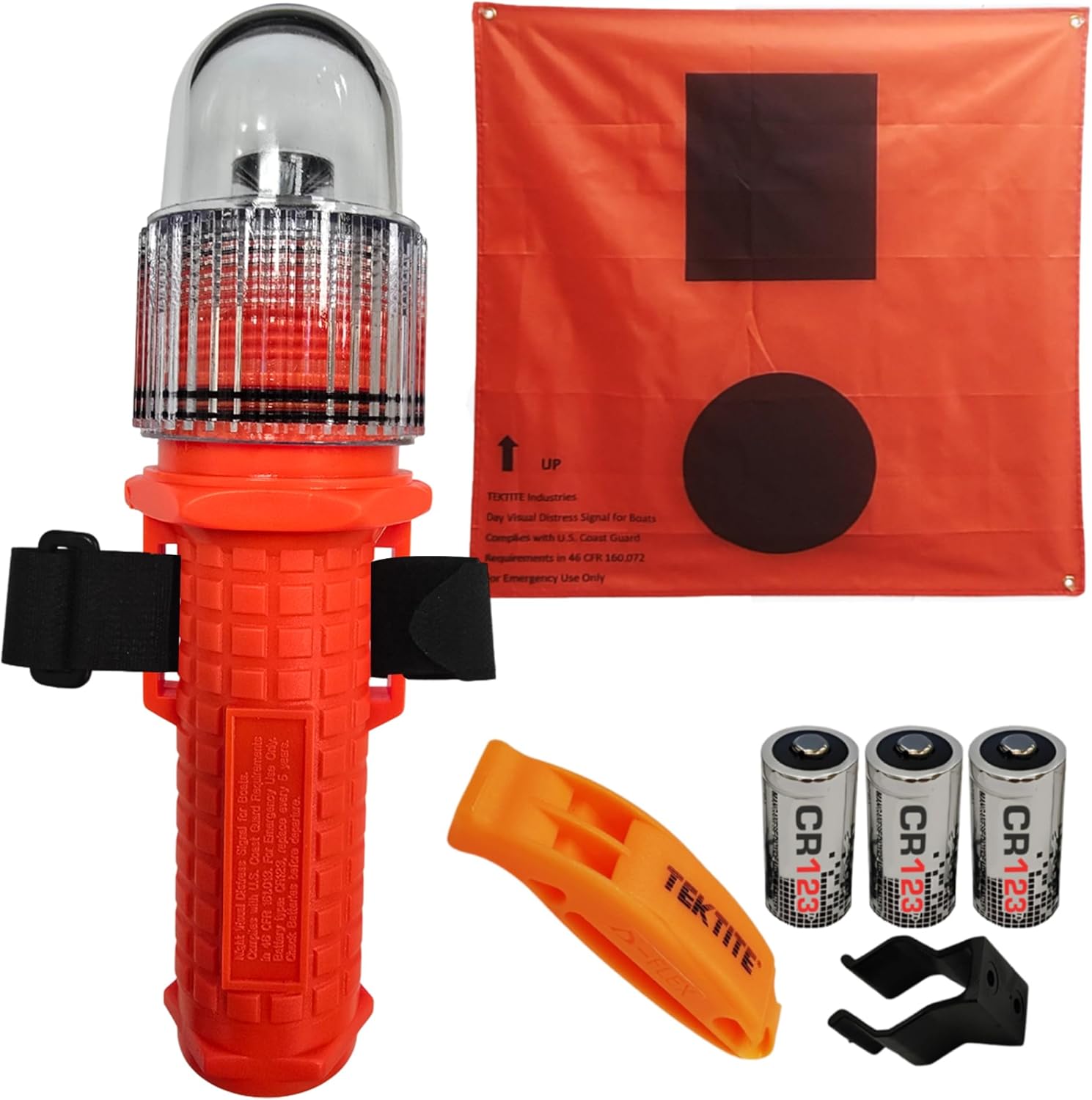TEKTITE® SOSeFLARE 5 NO MORE FLARES! Electronic Boat Distress Flare w/Flag and Audible Signal Kit- USCG & SOLAS Compliant Marine Safety Signal - Waterproof LED & Audible Locator for Boats