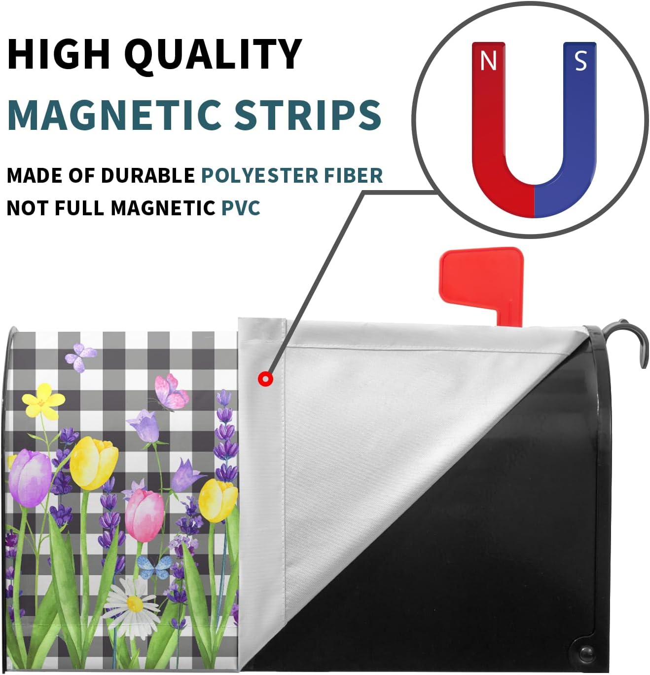 Harooni Spring Summer Flowers Magnetic Mailbox Cover Standard Size 18x21in Tulips Florals Mailbox Cover Magnetic Spring Decor Mailbox Wraps Post Letter Box Cover for Home Garden Yard Outdoor Decor