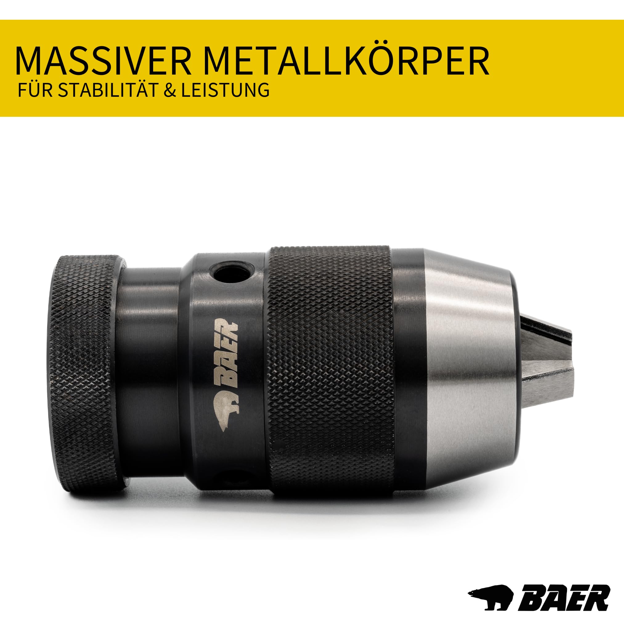 BAER Bohrfutter 0,2–16 mm, Präzisions-Schnellspannbohrfutter UNF 1/2 x 20 | Bohrfutter Rundlaufgenauigkeit 0,15 mm für Bohrhammer, Ständerbohrmaschine, Fräsmaschinen & Drehmaschinen - öffnen per Hand