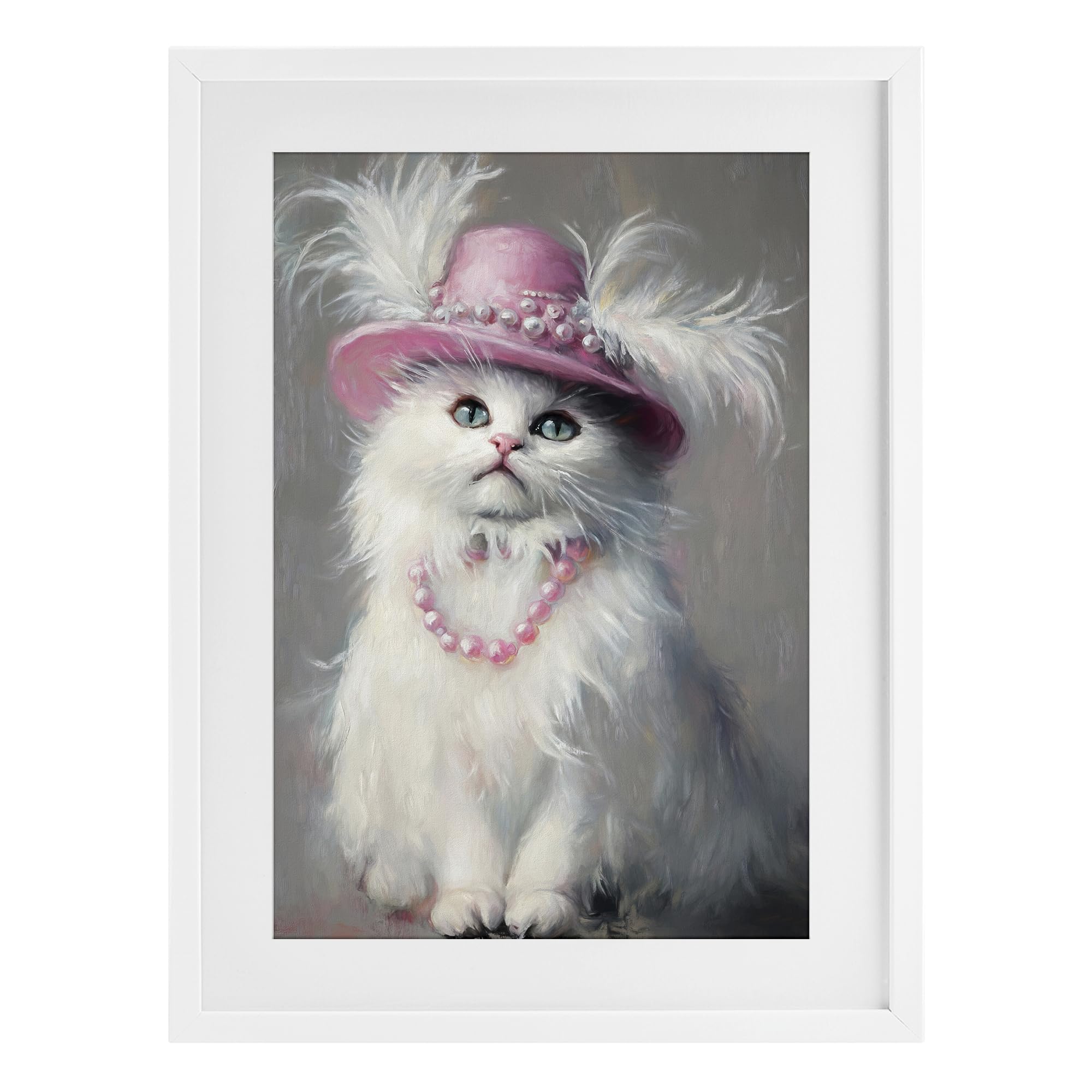 Stupell Industries Brigitte Cat Glam Portrait 'Beautiful Brigitte Cat'| Framed Print Under Glass