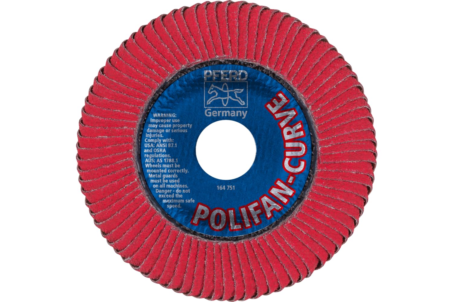 PFERD 67344 Polifan PFR Disque à lamelles de type radial, oxyde de céramique, 12,7 cm de diamètre, trou d'arbre de 2,2 cm, 12200 tr/min, grain 60