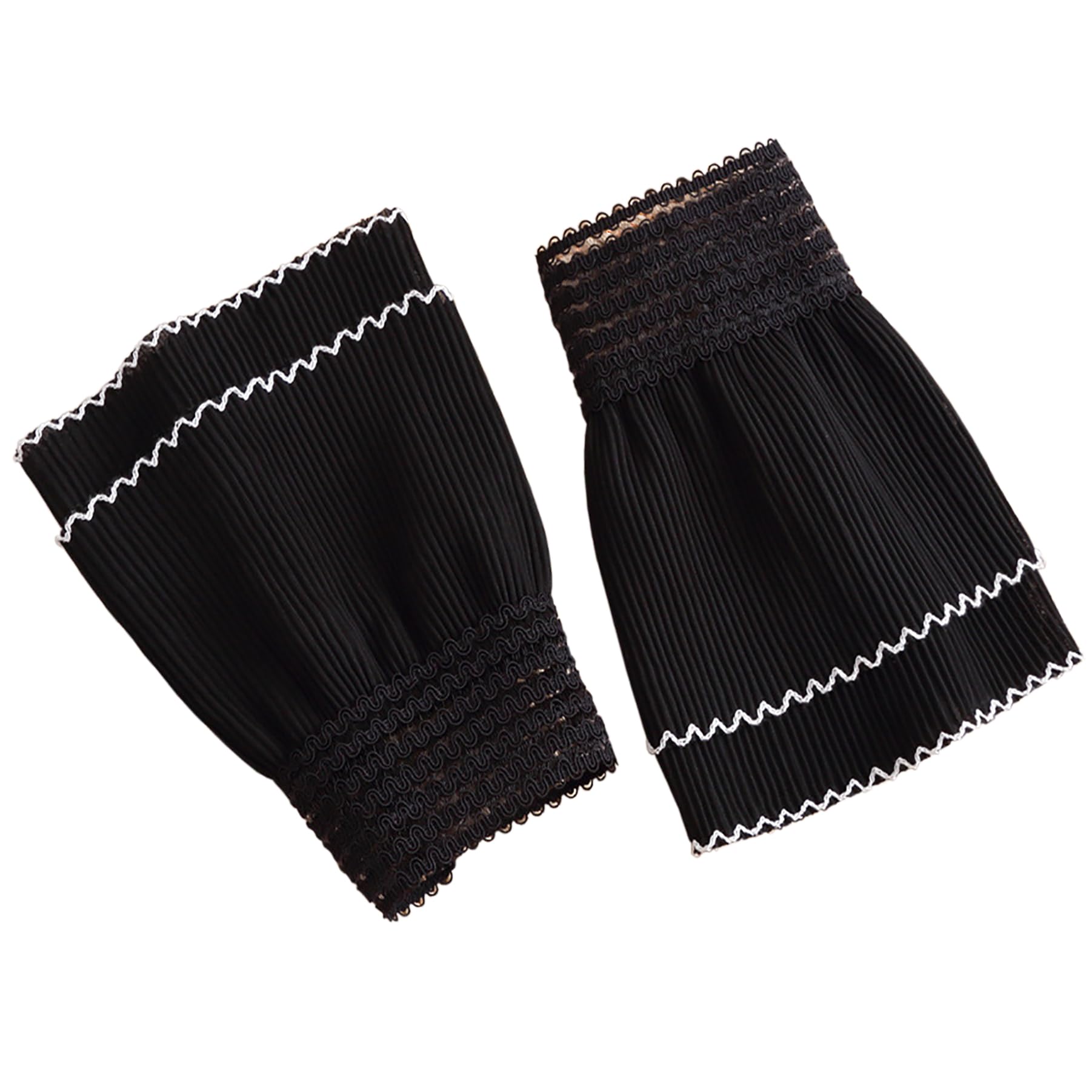 Chiffon Wrist Cuffs for Women, Ruffled Pleated Fake Sleeves Elastic Detachable Hand Cuffs for Sweater Blouse Coat