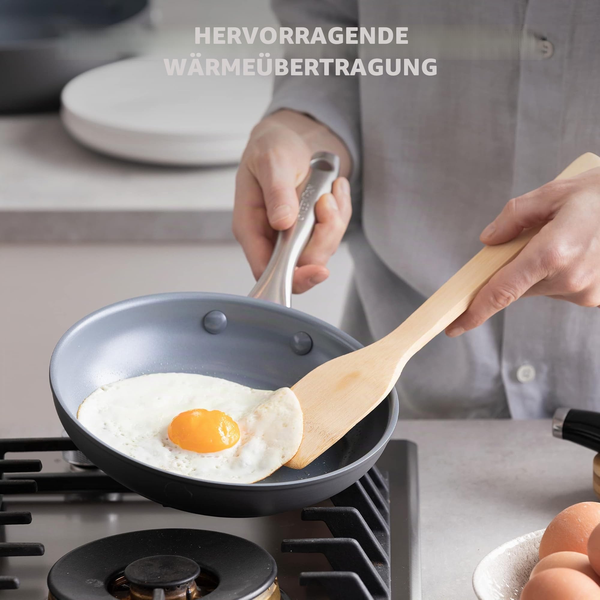 GreenPan CW0002858 Lima Gesunde, Keramik-Antihaftbeschichtung, PFAS-frei, harteloxiert, Edelstahlgriffe, Grau