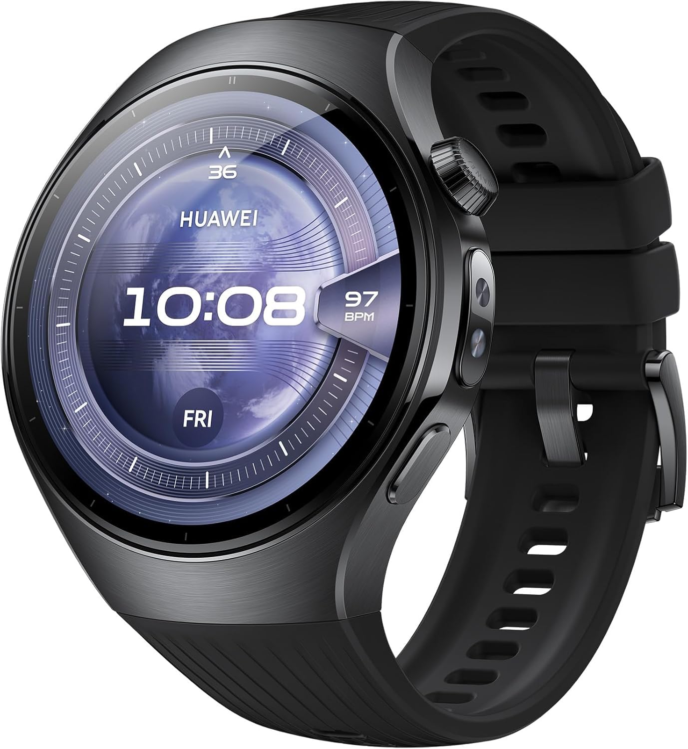 HUAWEIWATCH 5, 46mm Smartwatch, Multi-sensing X-TAP Technology, Fingertip Oxygen Saturation Measurement, Health at a Glance, eSIM, 6-Month Extended Warranty, Black