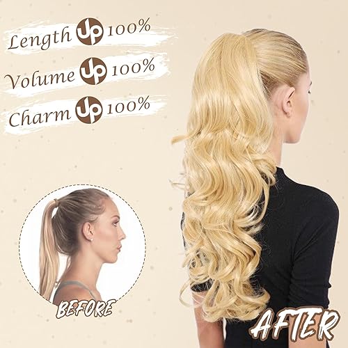 Miniatura 9 de BARSDAR Extensión de cola de caballo con cordón, 26 pulgadas, extensiones de cabello sintético negro con clip en cola de caballo, extensiones de