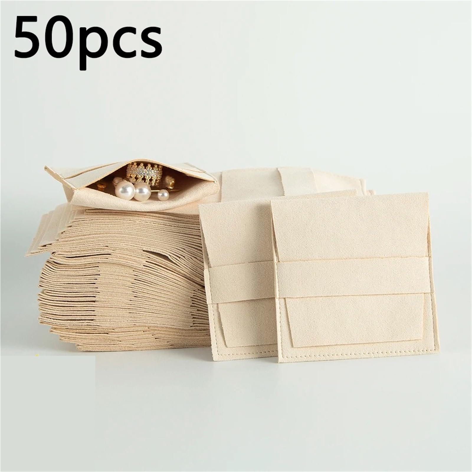 Schmucktasche FüR Reisen 10/50 stücke Mikrofaser Schmuck Beutel Samt Verpackung Tasche Organizer Hochzeit Ohrring Halskette Geschenk Taschen(Mix colors,50pcs)