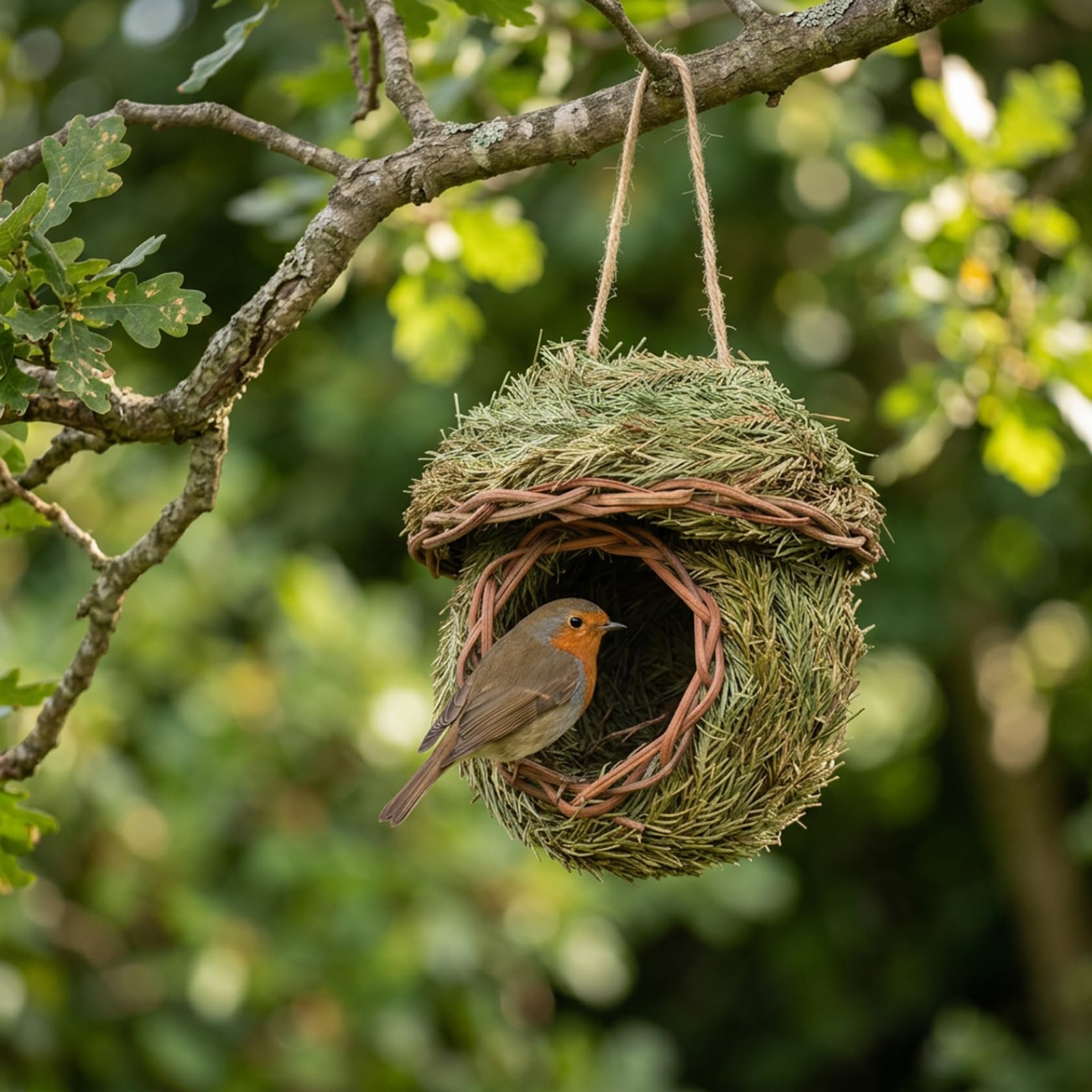 Casas de pájaros tejidas a mano para decoración de jardín, paquete de 3 acogedores refugios para exteriores