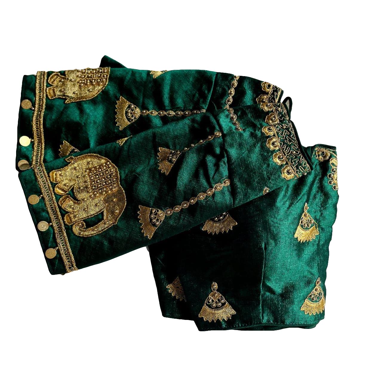 Vihu FashionWomen's Heavy Embroidery Coding with Maggam Work Half Sleeve Fancy Readymade Saree Blouse