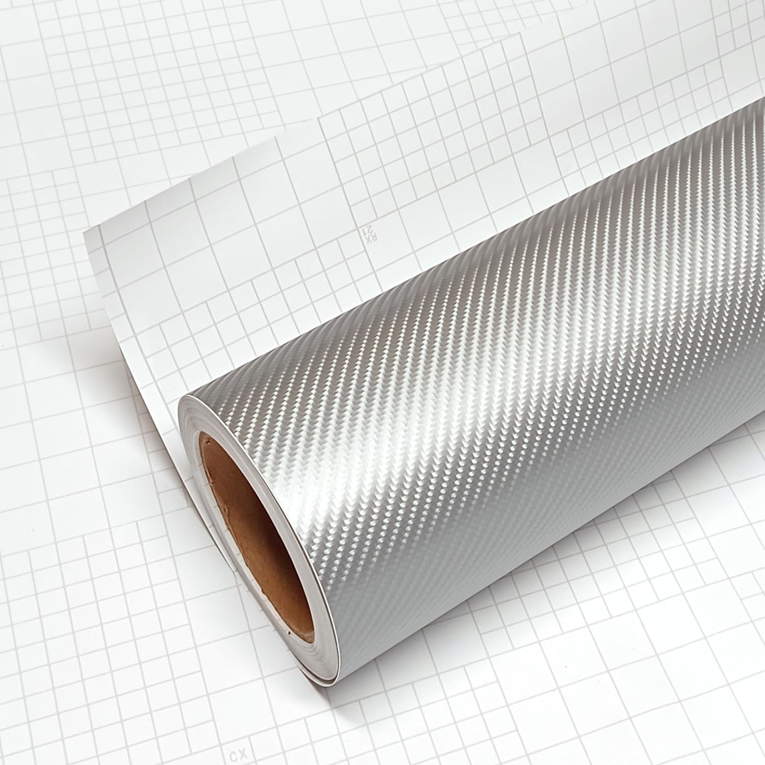 DIYAH 4D Silver Carbon Fiber Vinyl Wrap Sticker 120" x 60" / 10FT x 5FT Air Release Bubble Free Anti-Wrinkle