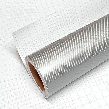 DIYAH 4D Carbon Silver Fiber Vinyl Wrap Sticker with Air Release Bubble Free Anti-Wrinkle 12" x 60" / 1FT x 5FT