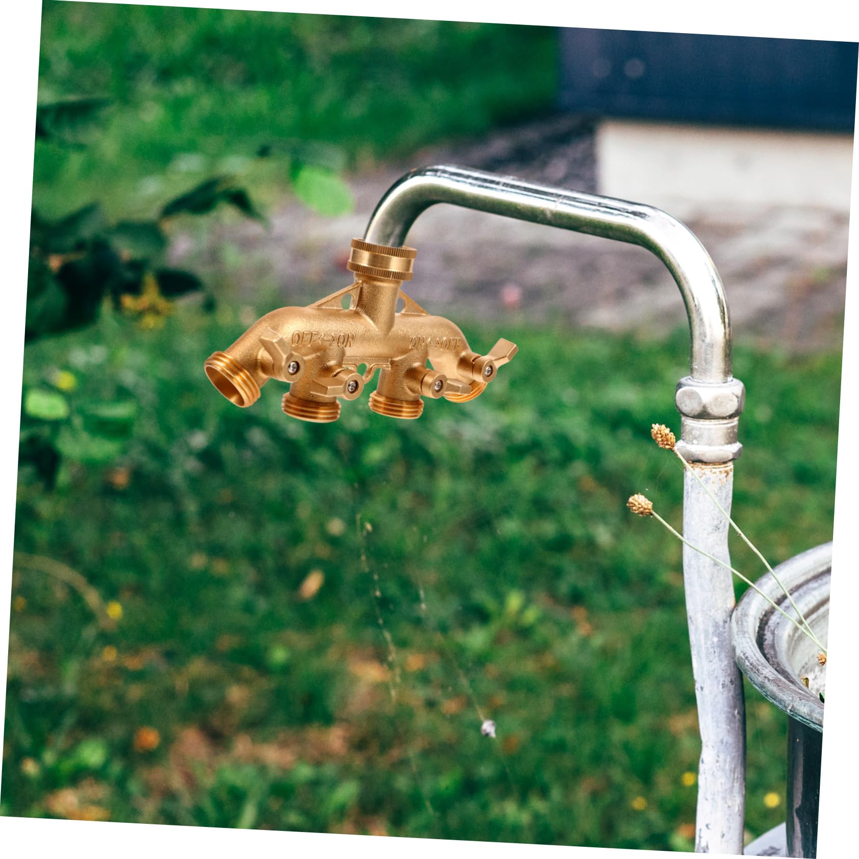 SHINEOFI Divisor de Manguera de 4 Vías Conexión de Agua, Adaptador de Conector para Riego de Jardín, Sistema de Manguera y Lavado de Automóvil