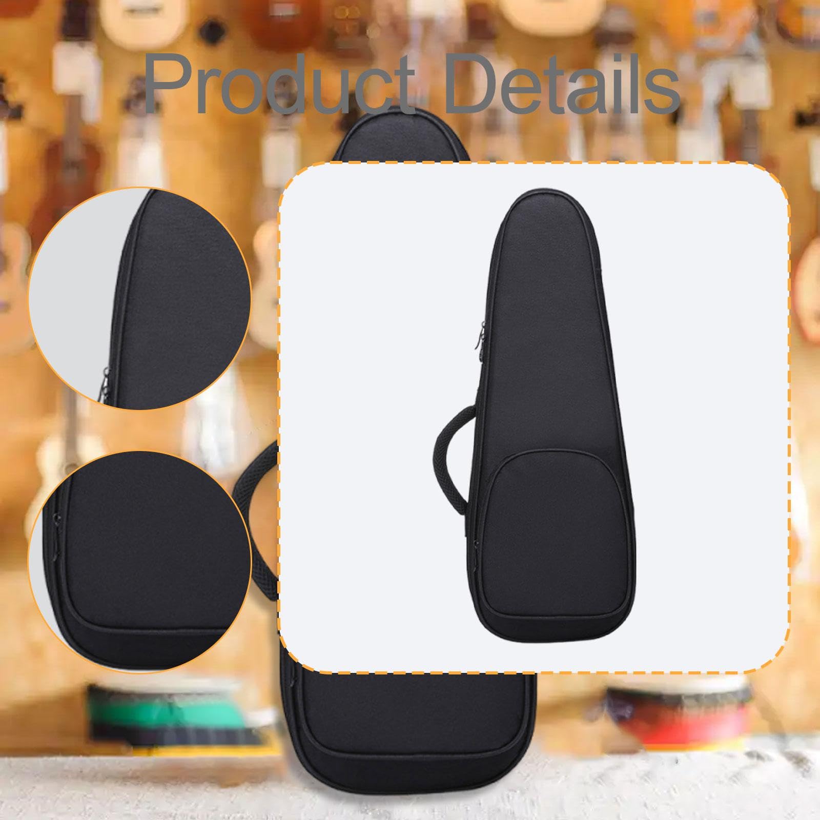 Ukulele Tasche mit Schulterriemen Oxford Stoff Stoßdämpfend Wasserfest Polsterung für Instrumentenschutz für Geschenkaufbewahrung Reise Alltag, Schwarz