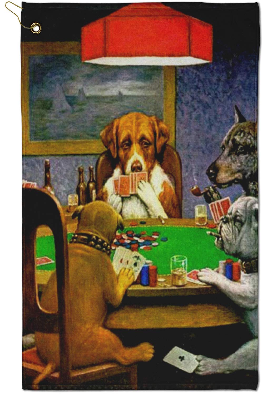 RNK Shops Dogs Playing Poker by C.M.Coolidge Golf Towel - Poly-Cotton Blend - Small