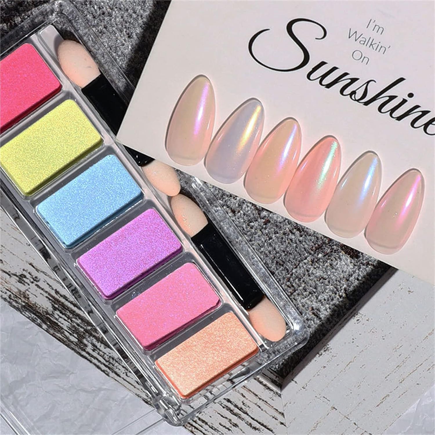 18 Colors Mix Colors Glitter Nail Sequins Powder - Metallic Mirror Effect Iridescent Nail Glitter Kit for Gel Polish Nail Art Decoration - 194