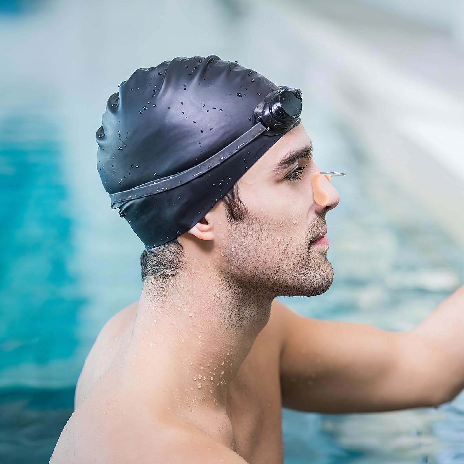 UKCOCO Clip De Nariz De Natación Cuando De Nariz para Nadar Clips De La Nariz para Nadar Nadador Piscina Pinzas para La Nariz Natación Adulto Cable Beige